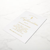 Invitation En Aluminium Élégante calligraphie et croix d'or | Confirmation (Rotation)