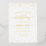 Invitation En Aluminium Élégante calligraphie feuille d'or 21e anniversair<br><div class="desc">Plus de jolies invitations d'anniversaire 21 ans dans la boutique Little Bayleigh !</div>