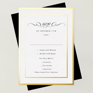 Invitation En Aluminium Elégante Calligraphie Formale Gold Frame Wedding R