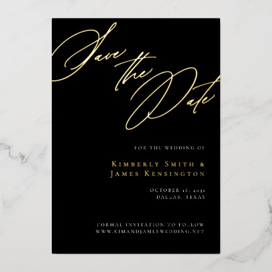 Invitation En Aluminium Élégante calligraphie formelle Mariage Enregistrer (Recto)