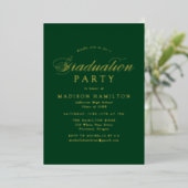 Invitation En Aluminium Élégante calligraphie Green Photo Graduation Party (Debout devant)