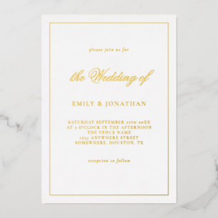 Invitation En Aluminium Élégante Calligraphie Ligne Bordure Mariage Réel