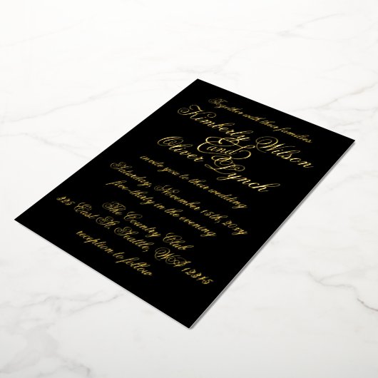 Invitation En Aluminium Élégante calligraphie manuscrite Luxe Mariage Foil (Rotation)