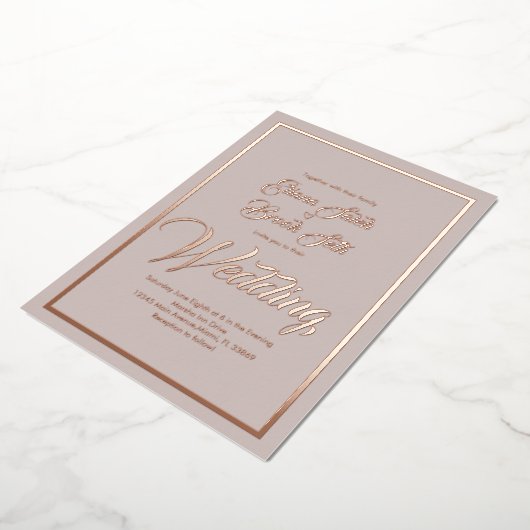 Invitation En Aluminium Élégante calligraphie Mariage cardiaque Pressing F (Rotation)