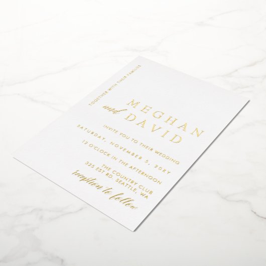 Invitation En Aluminium Élégante calligraphie Moderne Mariage Foil Invitat (Rotation)