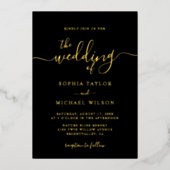 Invitation En Aluminium Élégante calligraphie moderne Mariage noir & or (Recto)