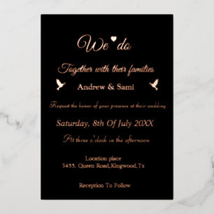 Invitation En Aluminium Élégante calligraphie Non Photo mariage Invit Foil