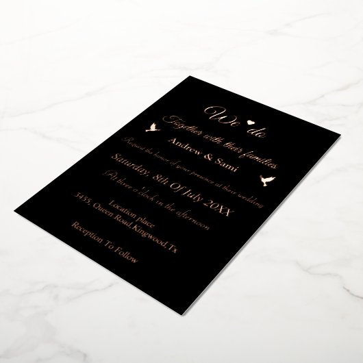 Invitation En Aluminium Élégante calligraphie Non Photo mariage Invit Foil (Rotation)