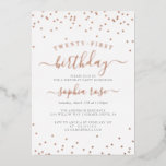 Invitation En Aluminium Élégante calligraphie Rose Gold Foil 21e anniversa<br><div class="desc">Plus joli 21st Birthday Invitations dans le Little Bayleigh Store!</div>