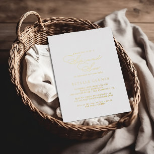 Invitation En Aluminium Élégante Calligraphie Stylée Sip and See Or