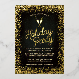 Invitation En Aluminium Elégante coupe de champagne Fête de Vacances