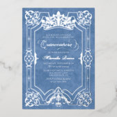 Invitation En Aluminium Elégante Couronne Bleue Tiara Quinceanera (Recto)