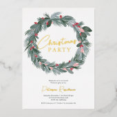 Invitation En Aluminium Élégante couronne de Noël vert bleu rouge (Recto)