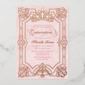 Invitation En Aluminium Elégante Couronne rose Tiara Quinceanera (Recto)
