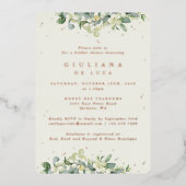Invitation En Aluminium Elégante crème Snowberry+Eucalyptus Fête des marié (Recto)