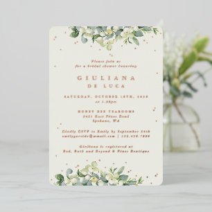 Invitation En Aluminium Elégante crème Snowberry+Eucalyptus Fête des marié