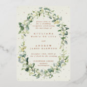 Invitation En Aluminium Elégante Crème Snowberry+Eucalyptus Réception uniq (Recto)