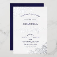 Elégante dentelle d'argent et bleu marine sur Mari