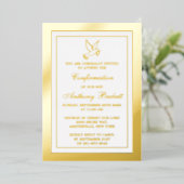 Invitation En Aluminium Elégante Dove Sainte Communion Ou Confirmation Rée (Debout devant)