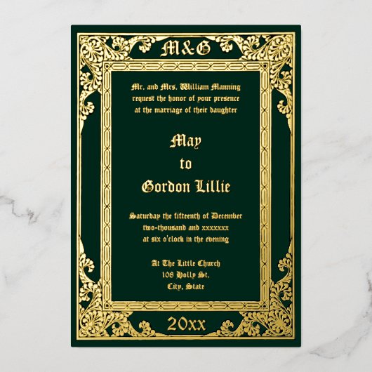 Invitation En Aluminium Élégante époque victorienne 1877 (Recto)