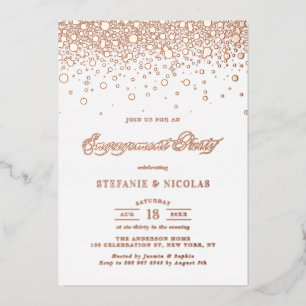 Invitation En Aluminium Élégante Fête de Fiançailles avec Confettis en Feu