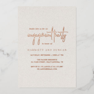 Invitation En Aluminium Élégante Fête de Fiançailles Beige Neutre Intempor