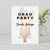 Invitation En Aluminium Élégante fête de graduation Black Rose Gold (Debout devant)