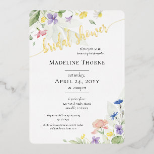 Invitation En Aluminium Élégante Fête de Mariage Florale de Fleurs Sauvage