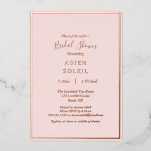 Invitation En Aluminium Élégante Fête de Mariage Moderne Rose Pâle et Or