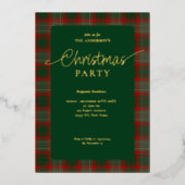 Invitation En Aluminium Élégante fête de Noël Rouge Vert Plaid (Recto)