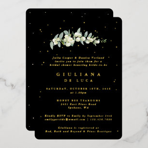 Invitation En Aluminium Elégante Fête des mariées Black Snowberry+Eucalypt