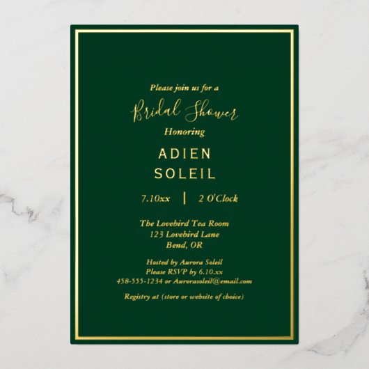 Invitation En Aluminium Élégante Fête des mariées moderne Emerald Green Go (Recto)