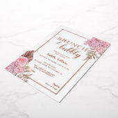 Invitation En Aluminium Elégante Fête des mariées Rose Gold Boho (Rotation)