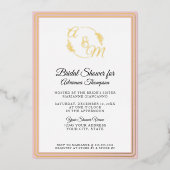 Invitation En Aluminium Élégante Fête des mariées simple Monogramme rose o (Recto)