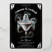 Invitation En Aluminium Élégante fête d'Halloween Ghost Martini (Recto)