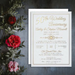 Invitation En Aluminium Elégante fête du 50e anniversaire du Mariage Foi<br><div class="desc">Tout simplement élégant sur un design de fête du 50e anniversaire de Mariage arrière - plan blanc avec de vrais textes et accents en feuille d'or. Design original par Holiday Hearts Designs (droits réservés).</div>