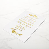 Invitation En Aluminium Elégante feuille d'huile d'or Mariage moderne (Rotation)