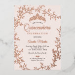 Invitation En Aluminium Elégante feuille d'or Rose feuille d'or Quinceaner<br><div class="desc">Plus Joli Rose Gold Quinceanera 15e anniversaire Invitations dans le Little Bayleigh Store!</div>