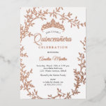 Invitation En Aluminium Élégante feuille d'or Rose feuille d'or Quinceaner<br><div class="desc">Plus Joli Rose Gold Quinceanera 15e anniversaire Invitations dans le Little Bayleigh Store!</div>