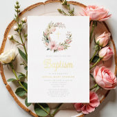 Invitation En Aluminium Élégante Fille de couronne rose Baptême Or