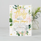 Invitation En Aluminium Élégante floraison rose rose 30e (Debout devant)