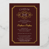 Invitation En Aluminium Élégante Frame Maroon College Graduation Party (Recto)