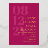 Invitation En Aluminium Elégante Fuchsia & Gold Typographie (Recto)