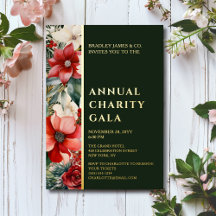 Elégante Gold Foil Floral Charity Event Gala Party