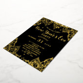 Invitation En Aluminium Elégante Gold Stars Black New Year's Eve Party (Rotation)