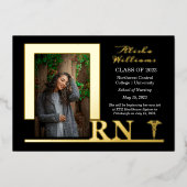 Invitation En Aluminium Élégante infirmière RN Caduceus Photo Diplômée Noi (Recto)