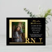 Invitation En Aluminium Élégante infirmière RN Caduceus Photo Diplômée Noi (Debout devant)