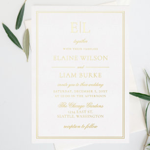 Invitation En Aluminium Elégante Luxe Gold Calligraphie Mariage moderne Fo