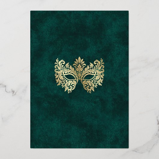 Invitation En Aluminium Elégante Mascarade verte Mascaré Quinceanera (Verso)