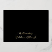 Invitation En Aluminium Élégante Partie d'Engagement Tropical Noir & Or (Verso)